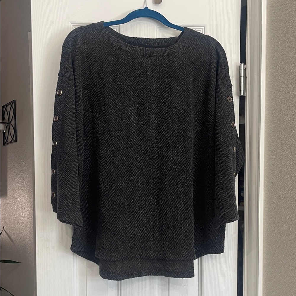 Liz Claiborne Charcoal Blouse with Button Details